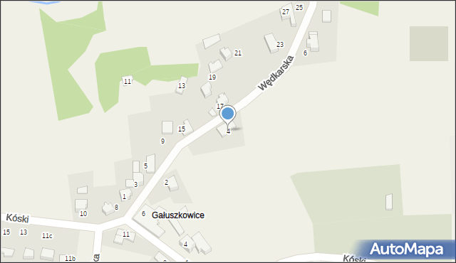 Kaniów, Wędkarska, 4, mapa Kaniów