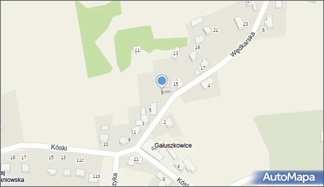 Kaniów, Wędkarska, 9, mapa Kaniów