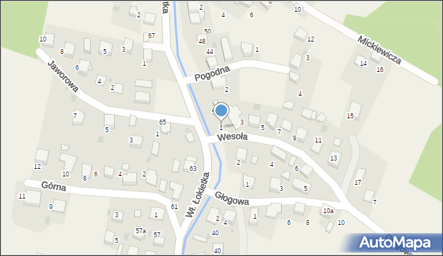 Karniowice, Wesoła, 1, mapa Karniowice