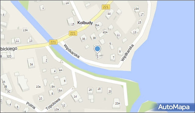 Kolbudy, Wędkarska, 1, mapa Kolbudy