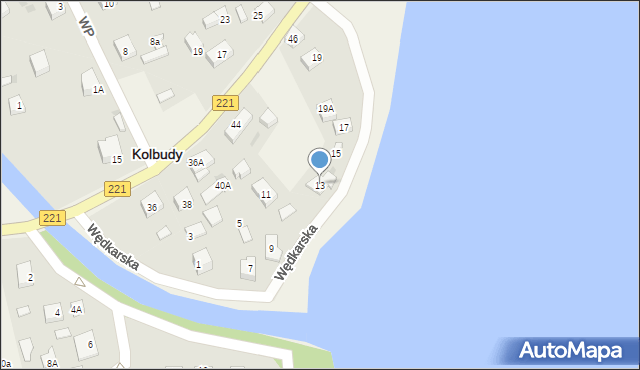 Kolbudy, Wędkarska, 13, mapa Kolbudy