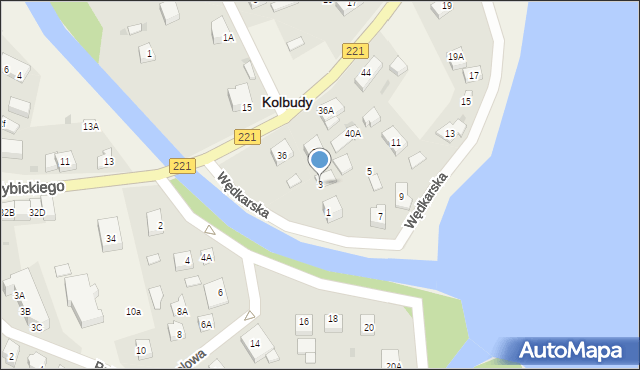 Kolbudy, Wędkarska, 3, mapa Kolbudy