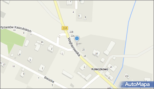 Koleczkowo, Wejherowska, 22, mapa Koleczkowo