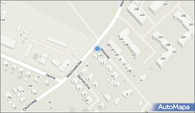 Kołobrzeg, Wesoła, 1, mapa Kołobrzegu