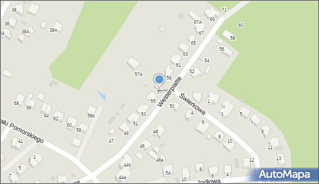 Koszalin, Westerplatte, 57, mapa Koszalina