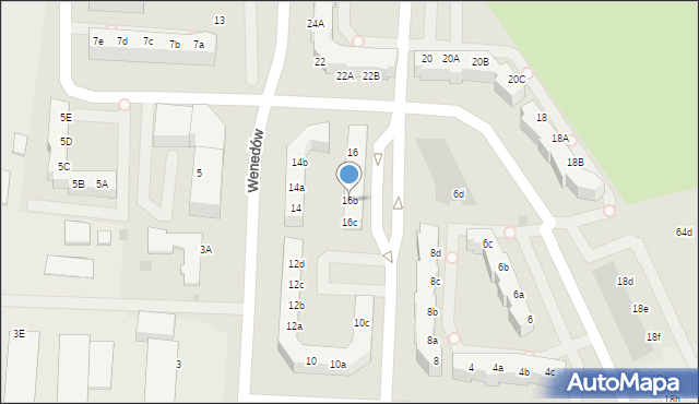 Koszalin, Wenedów, 16b, mapa Koszalina