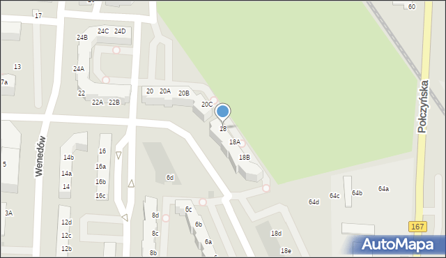 Koszalin, Wenedów, 18, mapa Koszalina