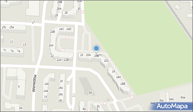 Koszalin, Wenedów, 20B, mapa Koszalina
