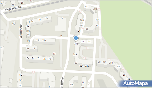 Koszalin, Wenedów, 24B, mapa Koszalina