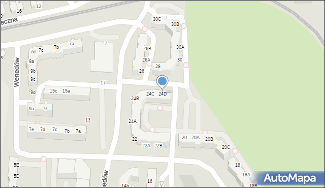 Koszalin, Wenedów, 24D, mapa Koszalina