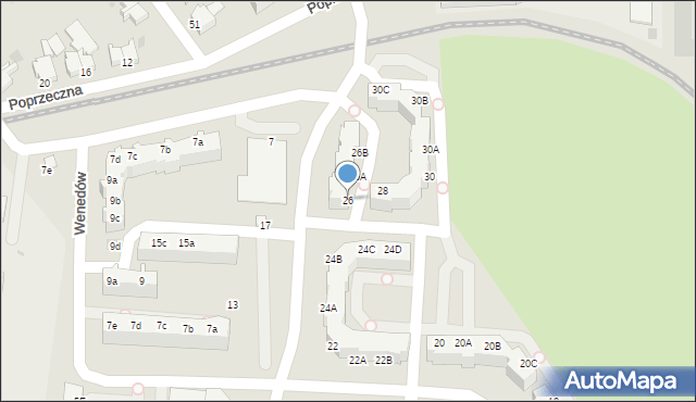 Koszalin, Wenedów, 26, mapa Koszalina