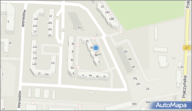 Koszalin, Wenedów, 6a, mapa Koszalina