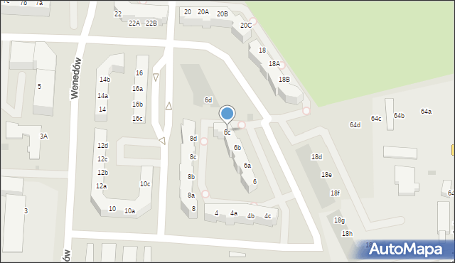 Koszalin, Wenedów, 6c, mapa Koszalina