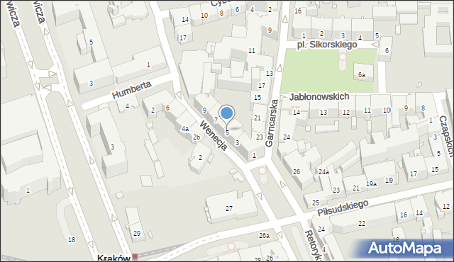 Kraków, Wenecja, 5, mapa Krakowa