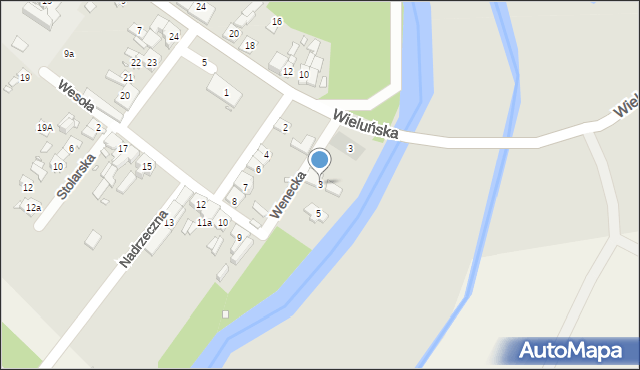 Krzepice, Wenecka, 3, mapa Krzepice