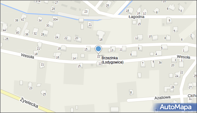 Łodygowice, Wesoła, 12, mapa Łodygowice