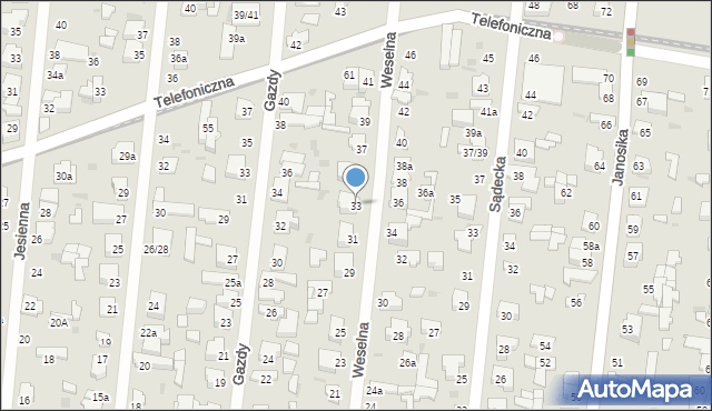 Łódź, Weselna, 33, mapa Łodzi