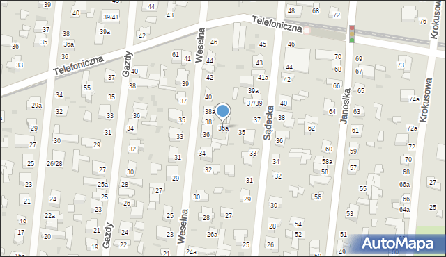 Łódź, Weselna, 36a, mapa Łodzi