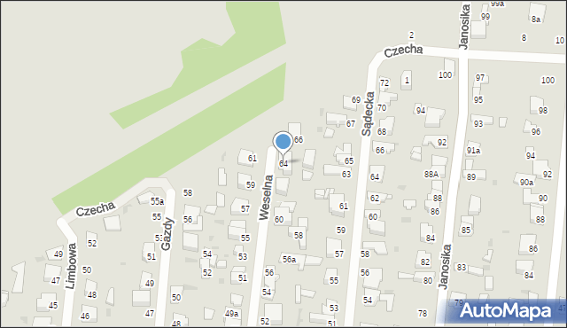 Łódź, Weselna, 64, mapa Łodzi