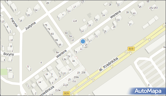 Lublin, Wertera, 13, mapa Lublina