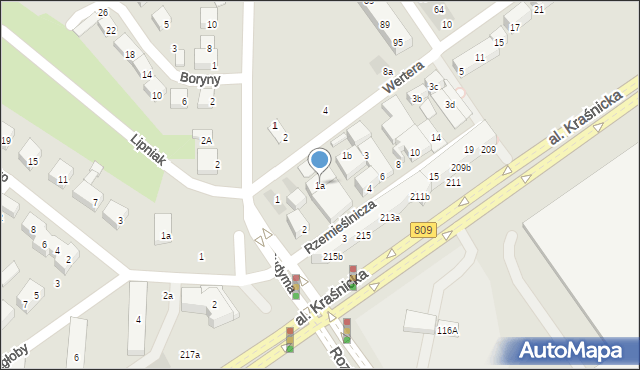 Lublin, Wertera, 1a, mapa Lublina