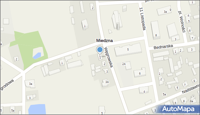 Miedzna, Węgrowska, 1, mapa Miedzna