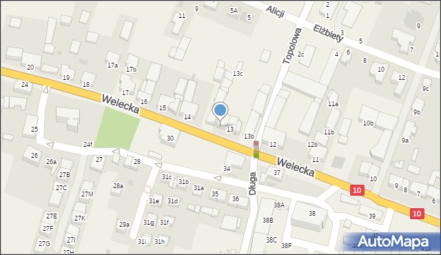 Mierzyn, Welecka, 13a, mapa Mierzyn