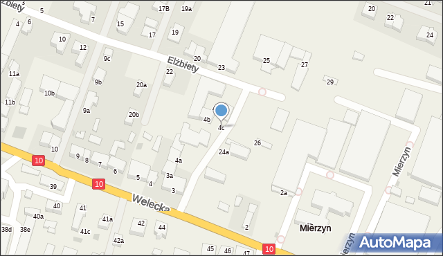 Mierzyn, Welecka, 4c, mapa Mierzyn