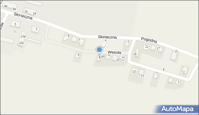 Mokronos Górny, Wesoła, 8, mapa Mokronos Górny