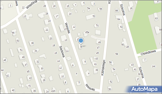 Mrozy, Wesoła, 8, mapa Mrozy