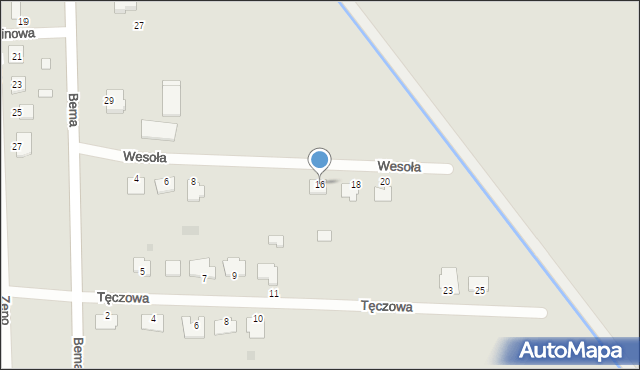 Myszyniec, Wesoła, 16, mapa Myszyniec