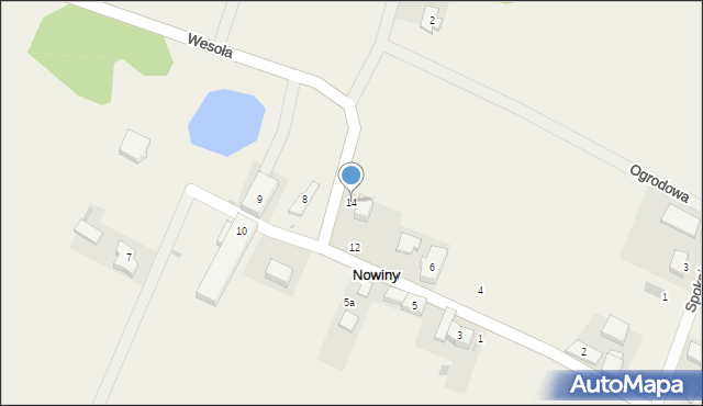 Nowiny, Wesoła, 14, mapa Nowiny