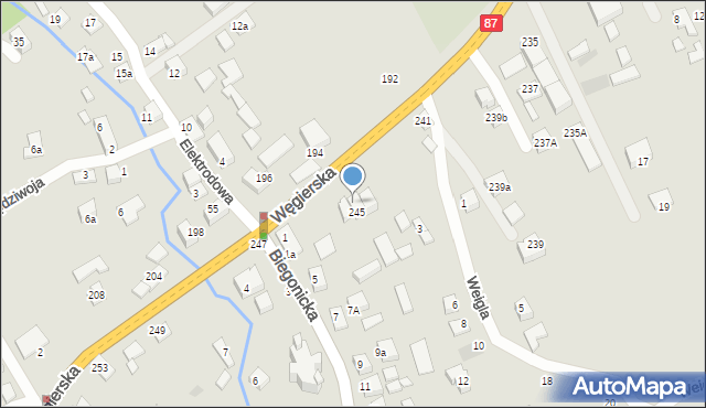 Nowy Sącz, Węgierska, 245A, mapa Nowego Sącza