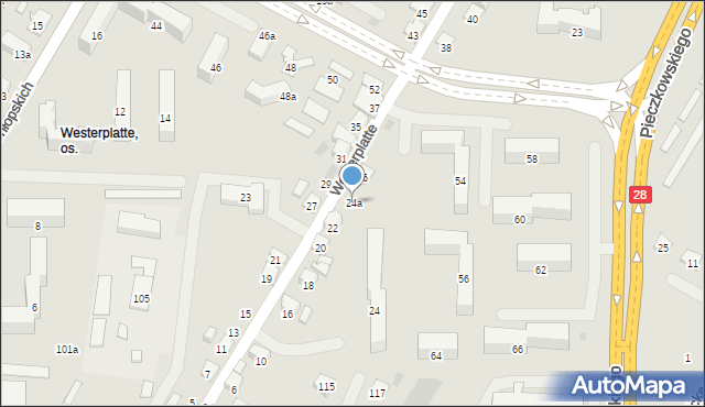 Nowy Sącz, Westerplatte, 24a, mapa Nowego Sącza