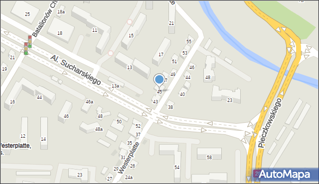 Nowy Sącz, Westerplatte, 45, mapa Nowego Sącza