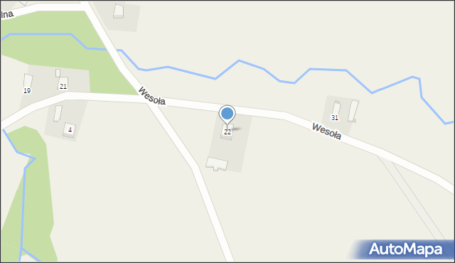 Odrzechowa, Wesoła, 22, mapa Odrzechowa