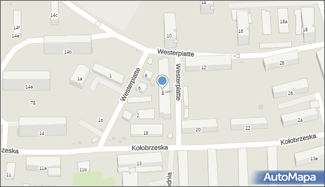 Olsztyn, Westerplatte, 4, mapa Olsztyna