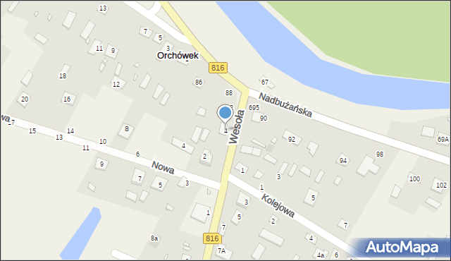 Orchówek, Wesoła, 4, mapa Orchówek