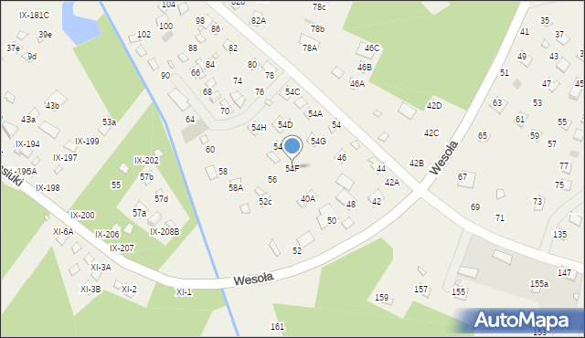 Orchówek, Wesoła, 54F, mapa Orchówek