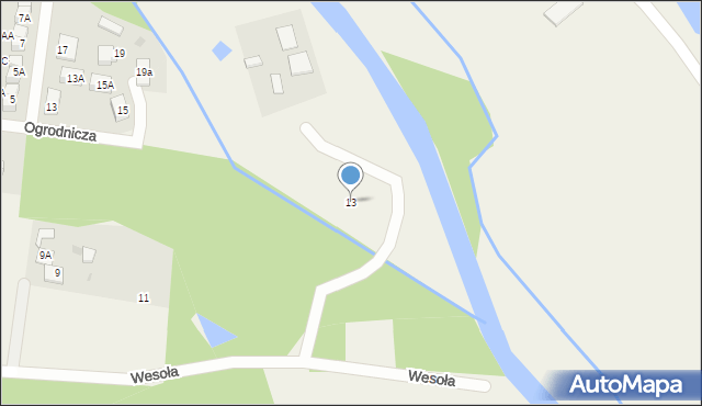 Orle, Wesoła, 13, mapa Orle