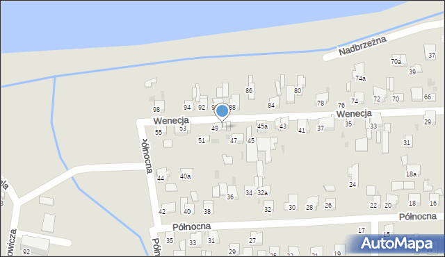 Ostrów Wielkopolski, Wenecja, 49a, mapa Ostrów Wielkopolski