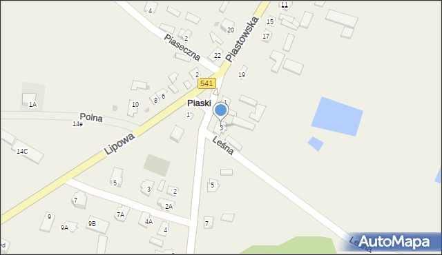 Piaski, Wesoła, 3, mapa Piaski