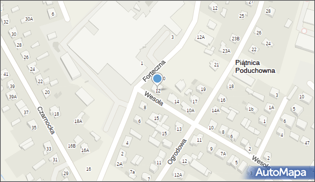 Piątnica Poduchowna, Wesoła, 12, mapa Piątnica Poduchowna