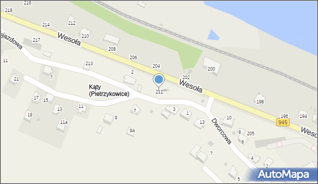 Pietrzykowice, Wesoła, 211, mapa Pietrzykowice