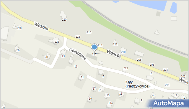 Pietrzykowice, Wesoła, 217, mapa Pietrzykowice