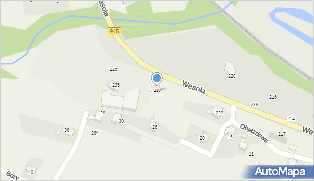 Pietrzykowice, Wesoła, 229, mapa Pietrzykowice