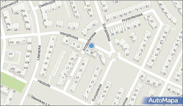 Poznań, Wergiliusza, 18, mapa Poznania