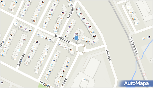 Poznań, Wergiliusza, 45c, mapa Poznania