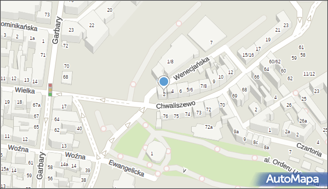 Poznań, Wenecjańska, 2, mapa Poznania