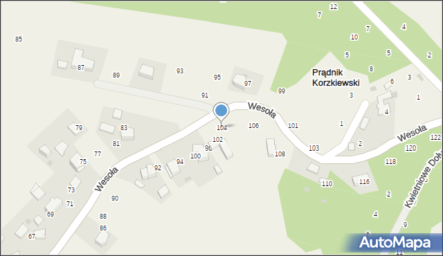 Prądnik Korzkiewski, Wesoła, 104, mapa Prądnik Korzkiewski